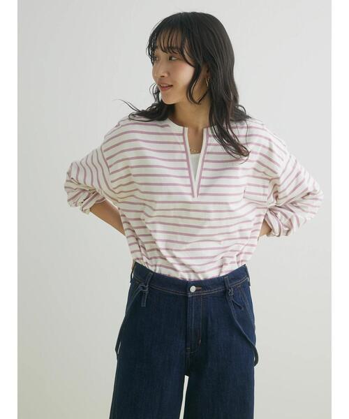 CRAFT STANDARD BOUTIQUE（クラフトスタンダードブティック）の「キーネックレイヤードプルオーバー（Tシャツ/カットソー・レディース・ピンク/グリーン/ブルー/ネイビー・FREE）」の14枚目の写真