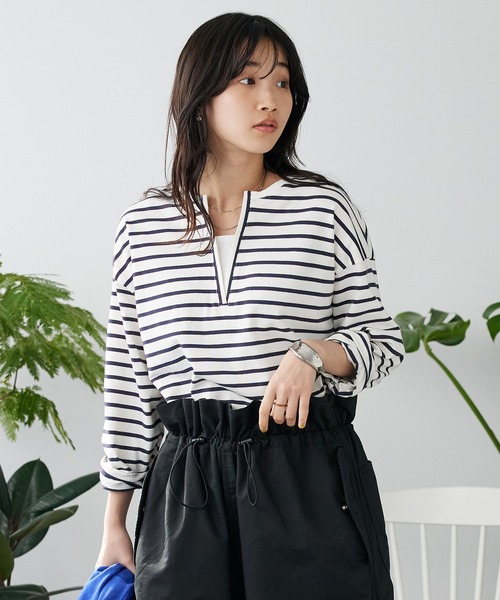 CRAFT STANDARD BOUTIQUE（クラフトスタンダードブティック）の「キーネックレイヤードプルオーバー（Tシャツ/カットソー・レディース・ピンク/グリーン/ブルー/ネイビー・FREE）」の3枚目の写真