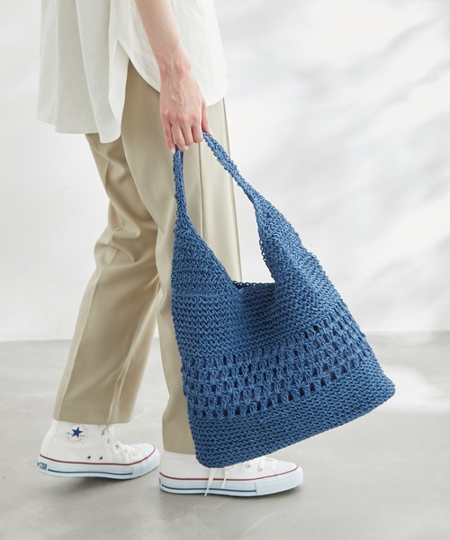 ROPE' PICNIC(ロペピクニック)の「透かし編みペーパーホーボーワンショルダーバッグ(トートバッグ・レディース・ブルー/オレンジ/ホワイト系その他5・FREE)」の1枚目の写真