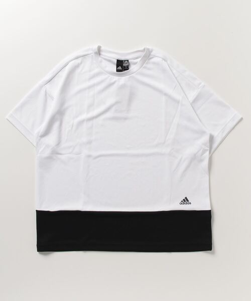 adidas(アディダス)の「アディダス adidas シーズナル ルーズフィット カラーブロック半袖(Tシャツ/カットソー・レディース・ホワイト×ブラック/ブラック×グレー/ネイビー・XL/S/L/M)」の2枚目の写真