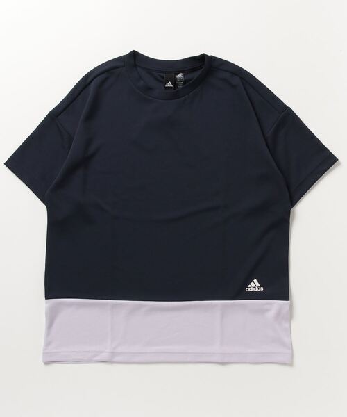 adidas(アディダス)の「アディダス adidas シーズナル ルーズフィット カラーブロック半袖(Tシャツ/カットソー・レディース・ホワイト×ブラック/ブラック×グレー/ネイビー・XL/S/L/M)」の1枚目の写真