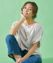 【接触冷感/UVケア/シワになりにくい】ドルマンスリーブ Tブラウス