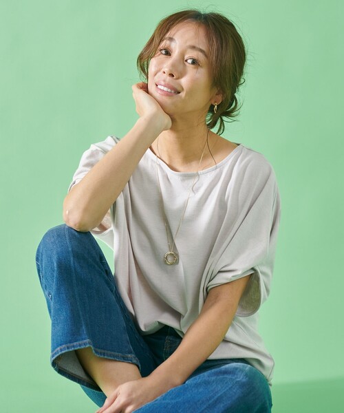 【接触冷感/UVケア/シワになりにくい】ドルマンスリーブTブラウス