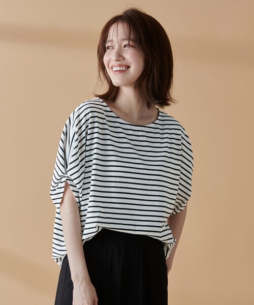 【接触冷感/UVケア/シワになりにくい】ドルマンスリーブTブラウス