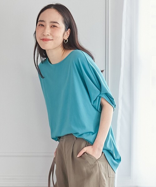 【接触冷感/UVケア/シワになりにくい】ドルマンスリーブTブラウス