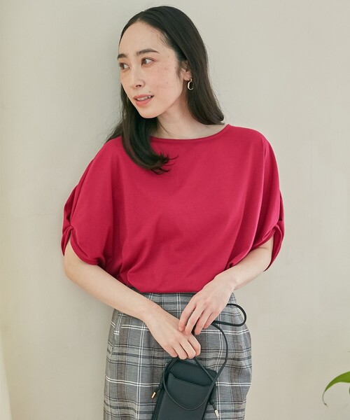 【接触冷感/UVケア/シワになりにくい】ドルマンスリーブTブラウス