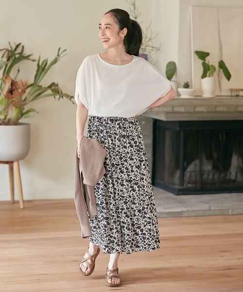 【接触冷感/UVケア/シワになりにくい】ドルマンスリーブTブラウス