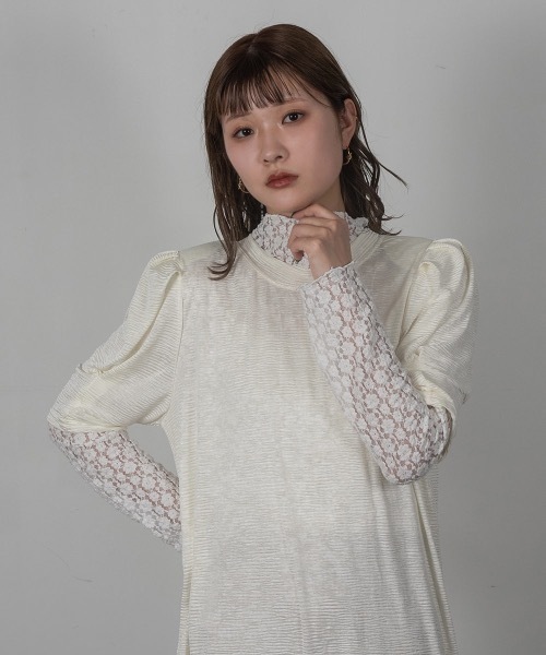 Amiur（エミレ）の「puff shoulder long ops（ワンピース・レディース・アイボリー/ブラック・FREE）」の6枚目の写真