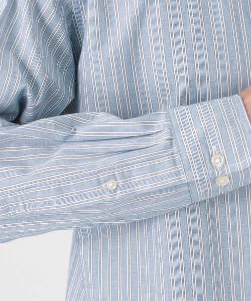 NAVY(ネイビー)の「ブロードストライプレギュラーカラーシャツ(シャツ/ブラウス・メンズ・ブルー/ベージュ・M/L/XL/S)」の4枚目の写真