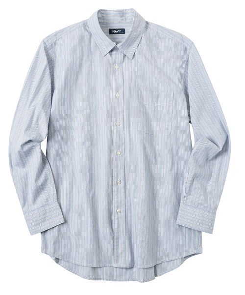 NAVY(ネイビー)の「ブロードストライプレギュラーカラーシャツ(シャツ/ブラウス・メンズ・ブルー/ベージュ・M/L/XL/S)」の8枚目の写真