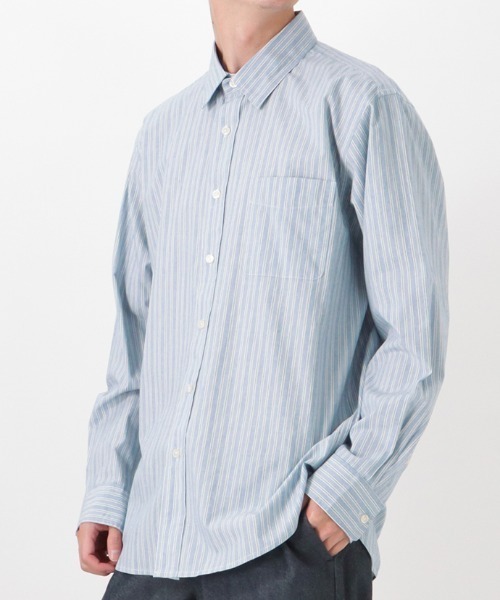 NAVY(ネイビー)の「ブロードストライプレギュラーカラーシャツ(シャツ/ブラウス・メンズ・ブルー/ベージュ・M/L/XL/S)」の10枚目の写真