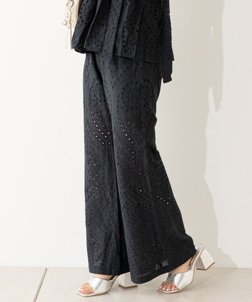 新品　コヒナ　ブラック レースパンツ ストライプレースパンツ-short & regular | 小柄・低身長女性向け