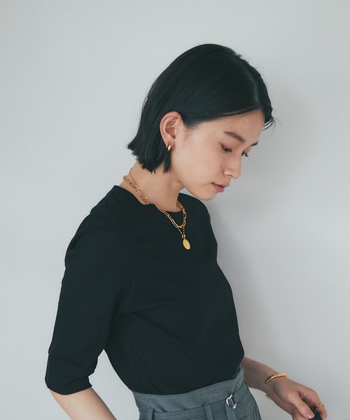 RIVE DROITE(リヴドロワ)の「MONN.:.(モン)/ショルダーパッドTシャツ(Tシャツ/カットソー・レディース・ブラック/グレー・FREE)」の8枚目の写真
