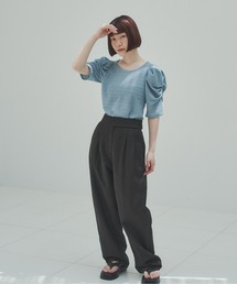 シアーパフスリーブカットソー