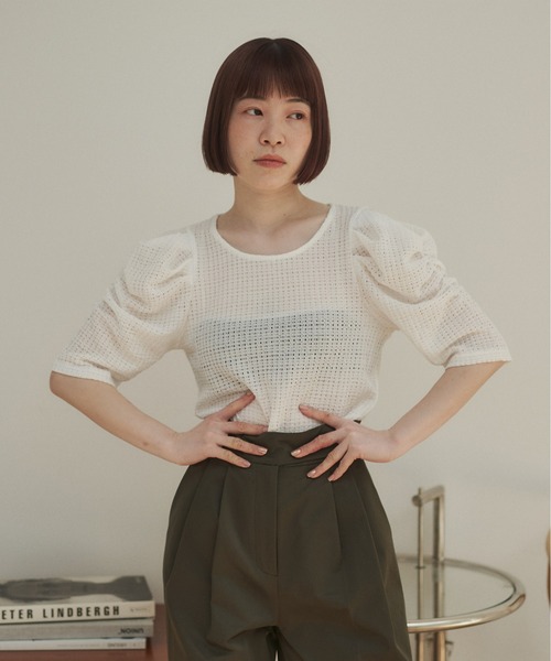 INSIIS（インシス）の「シアーパフスリーブカットソー（Tシャツ/カットソー・レディース・ライトブルー/ブラック/オフホワイト・フリー）」の8枚目の写真