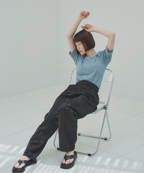 INSIIS（インシス）の「シアーパフスリーブカットソー（Tシャツ/カットソー・レディース・ライトブルー/ブラック/オフホワイト・フリー）」の7枚目の写真