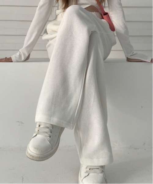 gossip!ロサンゼルス(ゴシップロサンゼルス)の「ドロストルーズシルエットスウェットパンツ(スウェットパンツ・レディース・ブラック/グレー/オフホワイト/ホワイト/ライトグレー・FREE)」の2枚目の写真