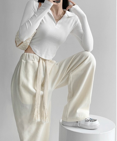 gossip!ロサンゼルス(ゴシップロサンゼルス)の「ドロストルーズシルエットスウェットパンツ(スウェットパンツ・レディース・ブラック/グレー/オフホワイト/ホワイト/ライトグレー・FREE)」の18枚目の写真