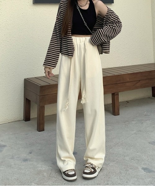 gossip!ロサンゼルス(ゴシップロサンゼルス)の「ドロストルーズシルエットスウェットパンツ(スウェットパンツ・レディース・ブラック/グレー/オフホワイト/ホワイト/ライトグレー・FREE)」の11枚目の写真