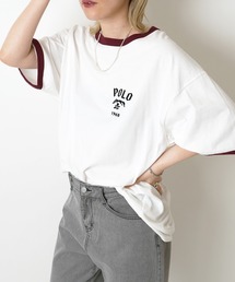 【POLO BCS】別注 ワンポイント刺繍 ベーシック / ピグメント加工 / リンガー ビッグシルエット半袖Tシャツ カットソー ユニセックス