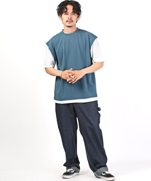 即納可能♪【新品タグ付】コラージュ カットジョーゼットロンT 白 レイヤード shemoshelly】レイヤードショートTシャツ（Tシャツ/カットソー
