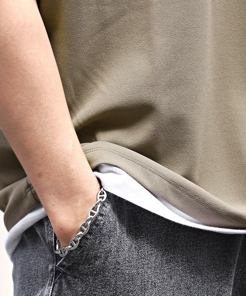 LUXSTYLE(ラグスタイル)の「フェイクレイヤージョーゼットBIGTシャツ(Tシャツ/カットソー・メンズ・ブラック/グレイッシュベージュ/ブルーグレー/ライトグレー・M/L)」の12枚目の写真