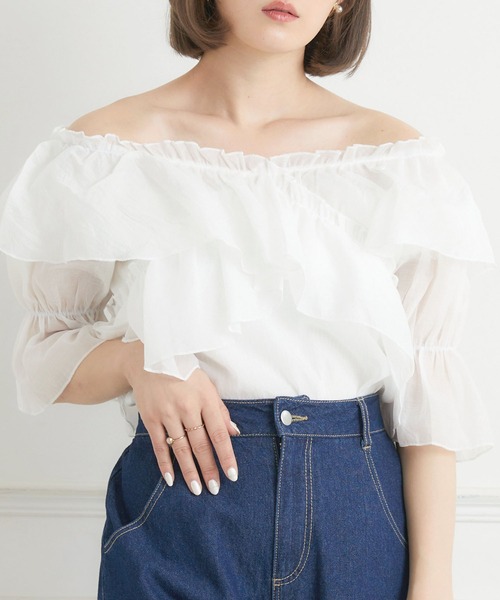 ems excite（エムズエキサイト）の「フリルオフショルBL（シャツ/ブラウス・レディース・ブラック系その他/ピンク/ホワイト・FREE）」の20枚目の写真