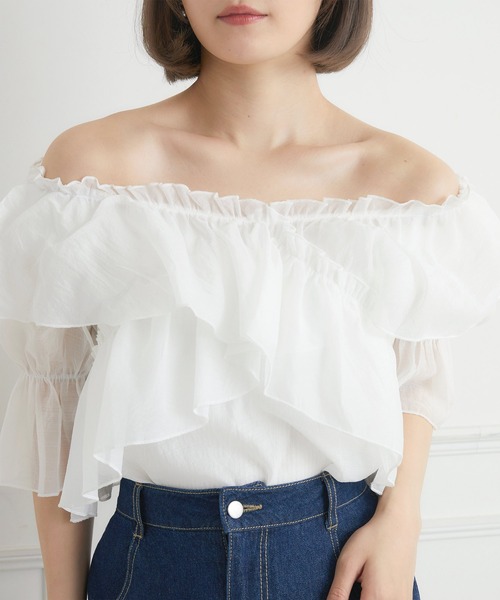 ems excite（エムズエキサイト）の「フリルオフショルBL（シャツ/ブラウス・レディース・ブラック系その他/ピンク/ホワイト・FREE）」の19枚目の写真