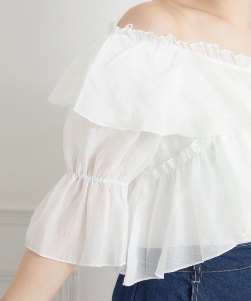 ems excite（エムズエキサイト）の「フリルオフショルBL（シャツ/ブラウス・レディース・ブラック系その他/ピンク/ホワイト・FREE）」の7枚目の写真