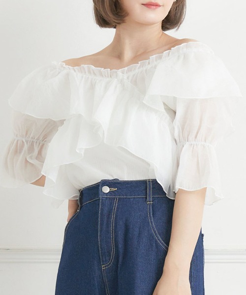 ems excite（エムズエキサイト）の「フリルオフショルBL（シャツ/ブラウス・レディース・ブラック系その他/ピンク/ホワイト・FREE）」の21枚目の写真