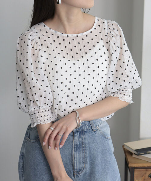 fredy emue(フレディエミュ)の「シアードット2WAYブラウス(シャツ/ブラウス・レディース・ホワイト系その他/ブラック系その他/グリーン系その他・38)」の5枚目の写真