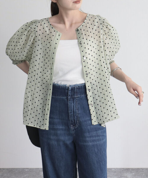 fredy emue(フレディエミュ)の「シアードット2WAYブラウス(シャツ/ブラウス・レディース・ホワイト系その他/ブラック系その他/グリーン系その他・38)」の7枚目の写真