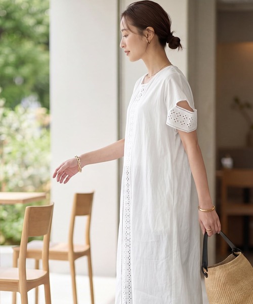 STYLE DELI（スタイルデリ）の「【LUXE】コットンレースカバーアップワンピース（ワンピース・レディース・ホワイト/ブラック・01/02）」の4枚目の写真