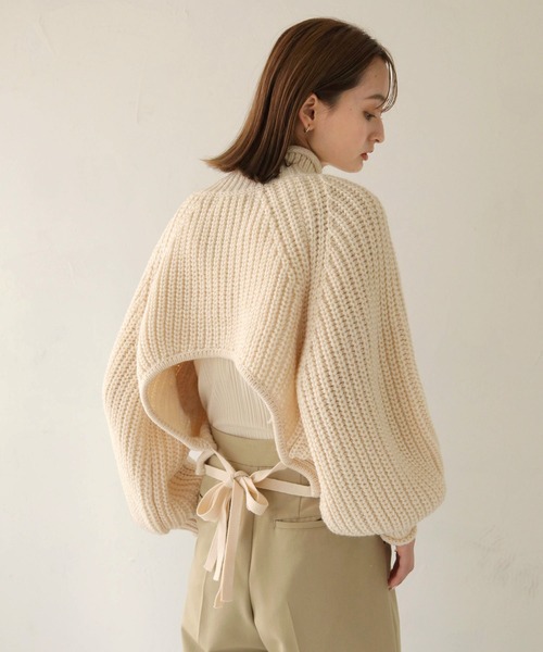 CLEIO（クレイオ）の「【CLEIO】3WAYバックリボンニット（ニット/セーター・レディース・ダークベージュ/アイボリー・FREE）」の6枚目の写真