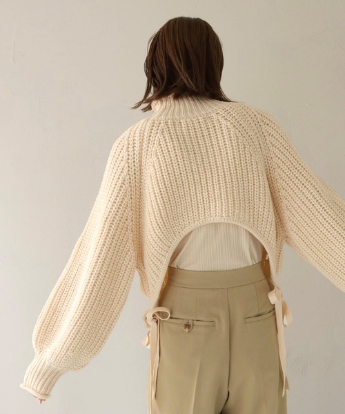 CLEIO（クレイオ）の「【CLEIO】3WAYバックリボンニット（ニット/セーター・レディース・ダークベージュ/アイボリー・FREE）」の10枚目の写真