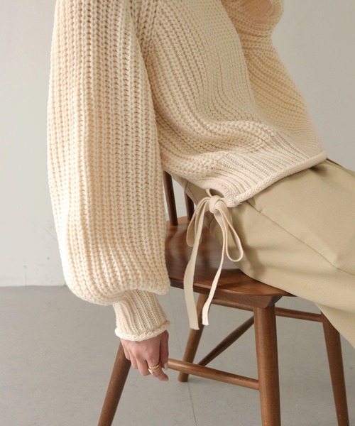 CLEIO（クレイオ）の「【CLEIO】3WAYバックリボンニット（ニット/セーター・レディース・ダークベージュ/アイボリー・FREE）」の8枚目の写真