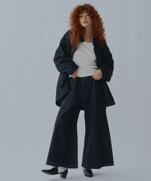 manana suerte（マニャーナスエルテ）の「デニムバギーパンツ（デニムパンツ・レディース・ブラック/ブルー・2/FREE）」の8枚目の写真