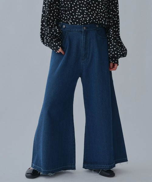 manana suerte（マニャーナスエルテ）の「デニムバギーパンツ（デニムパンツ・レディース・ブラック/ブルー・2/FREE）」の20枚目の写真