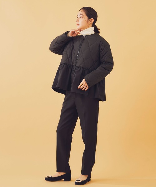 Shelly island（シェリーアイランド）の「キルトペプラムコート（ノーカラーコート・レディース・ブラック・M）」の10枚目の写真