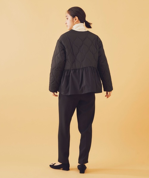 Shelly island（シェリーアイランド）の「キルトペプラムコート（ノーカラーコート・レディース・ブラック・M）」の11枚目の写真