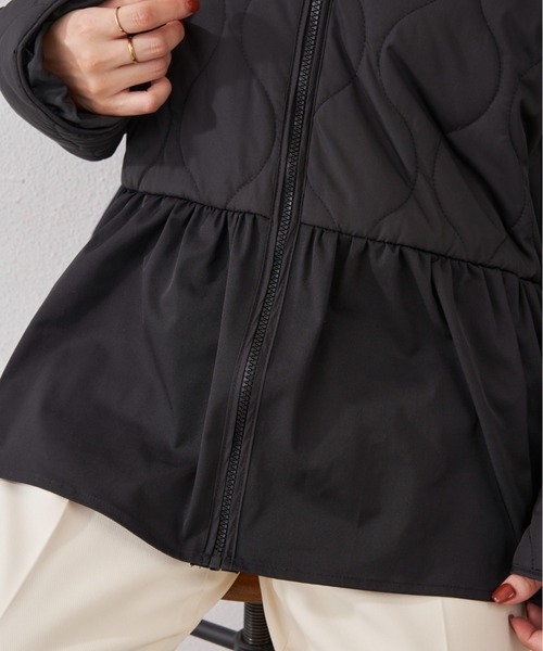 Shelly island（シェリーアイランド）の「キルトペプラムコート（ノーカラーコート・レディース・ブラック・M）」の15枚目の写真