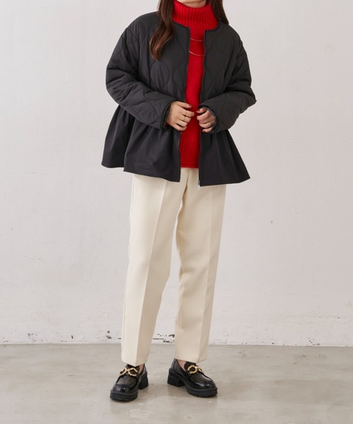 Shelly island（シェリーアイランド）の「キルトペプラムコート（ノーカラーコート・レディース・ブラック・M）」の16枚目の写真