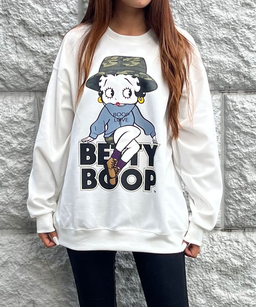 GLAMOROUS JANE(グラマラスジェーン)の「迷彩バケハBETTYBOOPトレーナー(スウェット・レディース・オフホワイト/チャコールグレー/ブラック・FREE)」の5枚目の写真