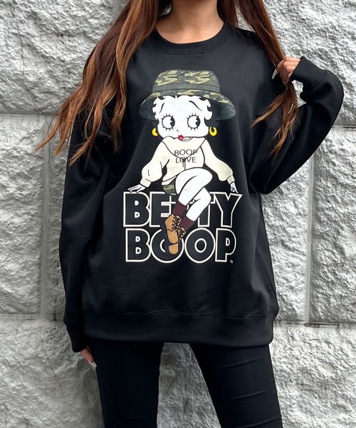 GLAMOROUS JANE(グラマラスジェーン)の「迷彩バケハBETTYBOOPトレーナー(スウェット・レディース・オフホワイト/チャコールグレー/ブラック・FREE)」の10枚目の写真