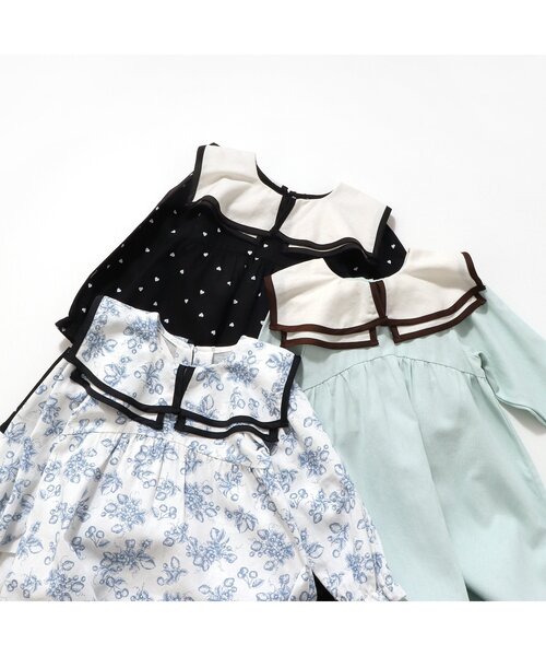 apres les cours（アプレレクール）の「【新色追加・WEB限定】 ラッフルベルスリーブワンピース（ワンピース・キッズ・ブラック/ドット/レッド/インディゴブルー/ネイビー/ミント/チャコール・140/100/110/90/120/130/80）」の16枚目の写真