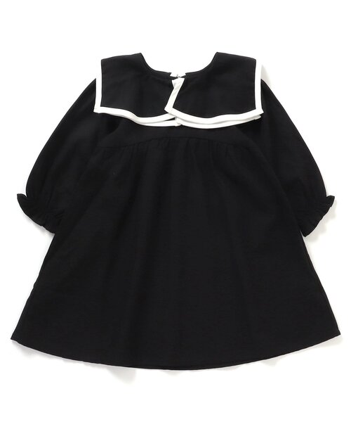 apres les cours（アプレレクール）の「【新色追加・WEB限定】 ラッフルベルスリーブワンピース（ワンピース・キッズ・ブラック/ドット/レッド/インディゴブルー/ネイビー/ミント/チャコール・140/100/110/90/120/130/80）」の18枚目の写真