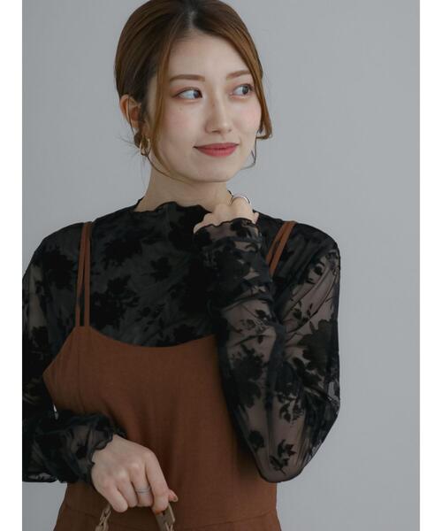 Te chichi（テチチ）の「フラワーフロッキーチュールトップス（Tシャツ/カットソー・レディース・ブラック/ブラウン・F）」の12枚目の写真