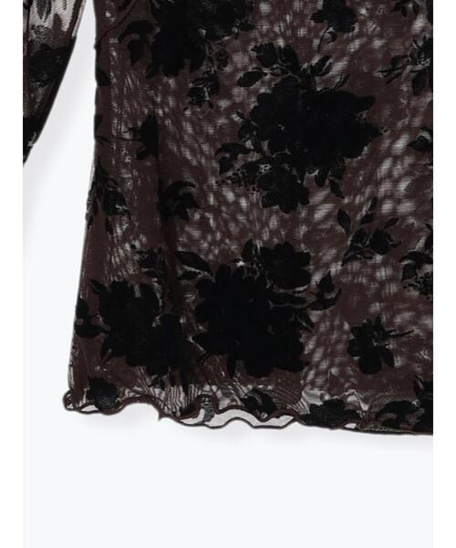 Te chichi（テチチ）の「フラワーフロッキーチュールトップス（Tシャツ/カットソー・レディース・ブラック/ブラウン・F）」の6枚目の写真