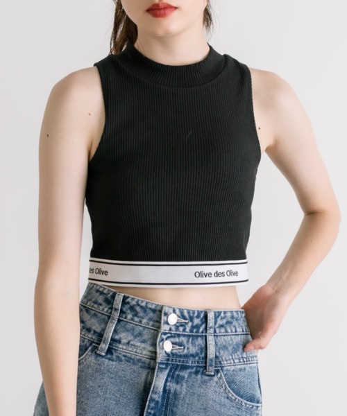 OLIVE des OLIVE（オリーブデオリーブ）の「裾ロゴプチハイインナー　1032060080（タンクトップ・レディース・オフホワイト/ブラック/トップグレー・FREE）」の2枚目の写真