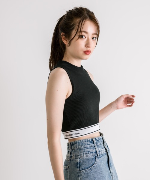 OLIVE des OLIVE（オリーブデオリーブ）の「裾ロゴプチハイインナー　1032060080（タンクトップ・レディース・オフホワイト/ブラック/トップグレー・FREE）」の11枚目の写真